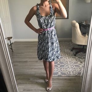💐 ALC 100% Silk Navy Blue Ink Blot Dress Sz XS